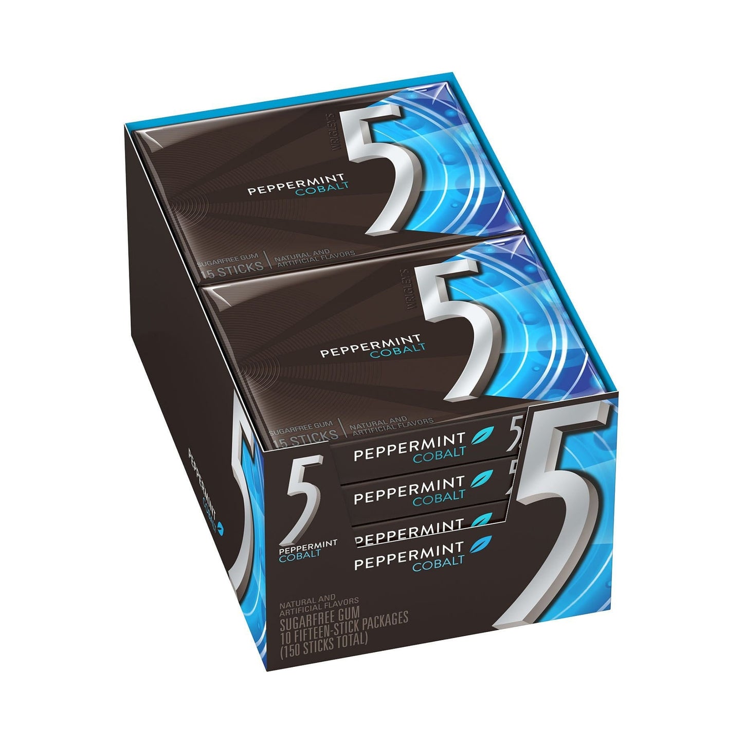 5 Gum Cobalt Peppermint Kaugummi, 10 Packungen (150 Streifen)