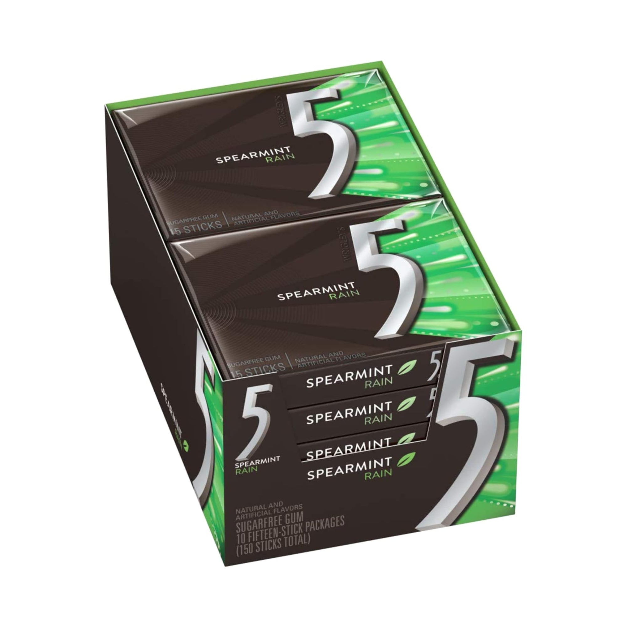 5 Gum Rain Spearmint Kaugummi, 10 Packungen (150 Streifen)