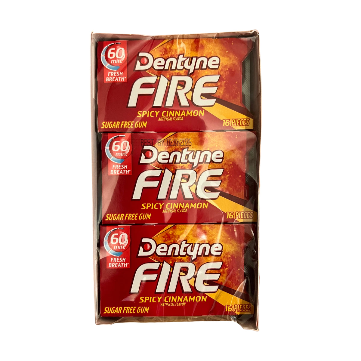 Dentyne Fire Spicy Cinnamon Kaugummi zuckerfrei, 9 Päckchen à 16 Stück (insgesamt 144 Stück)