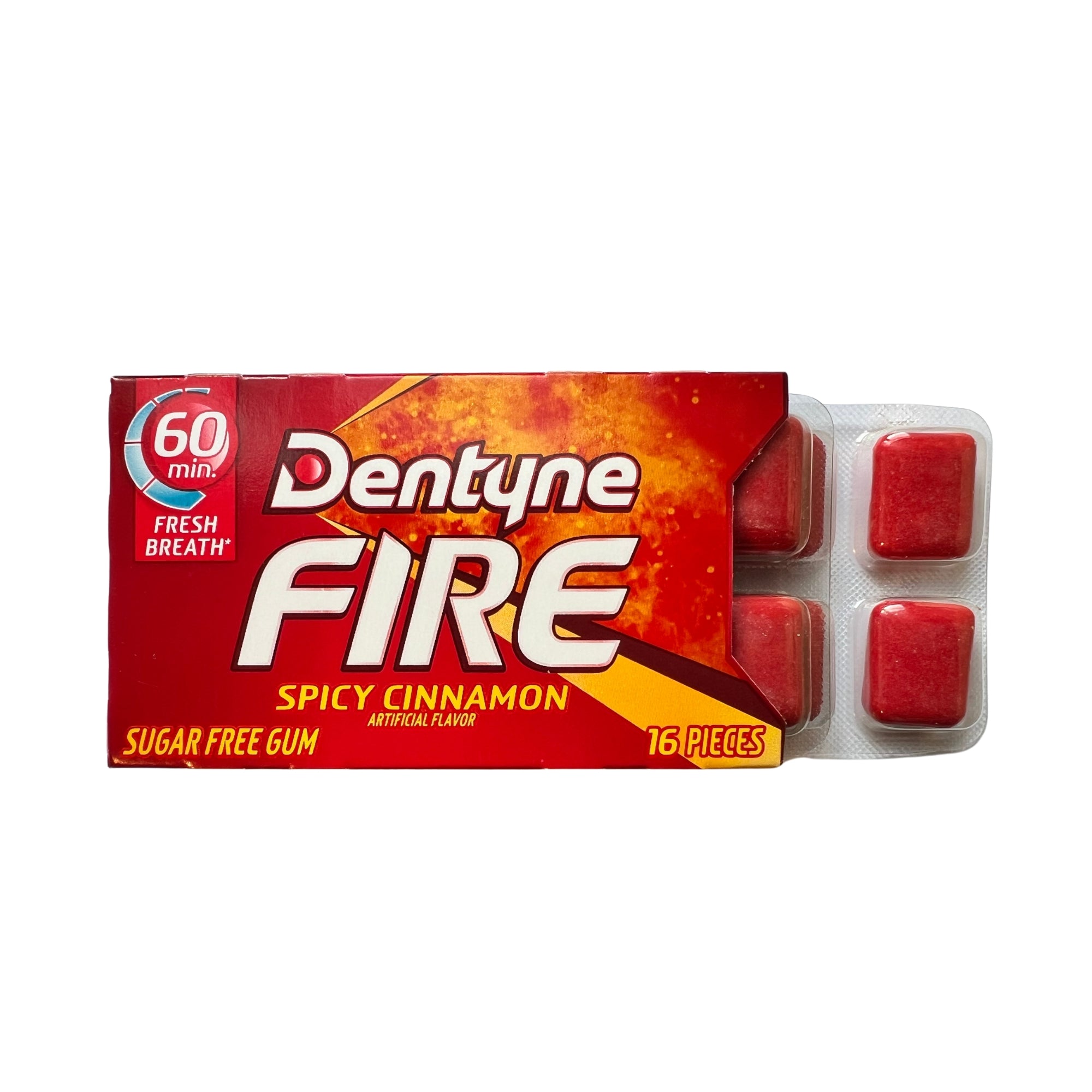 Dentyne Fire Spicy Cinnamon Kaugummi zuckerfrei, 9 Päckchen à 16 Stück (insgesamt 144 Stück)