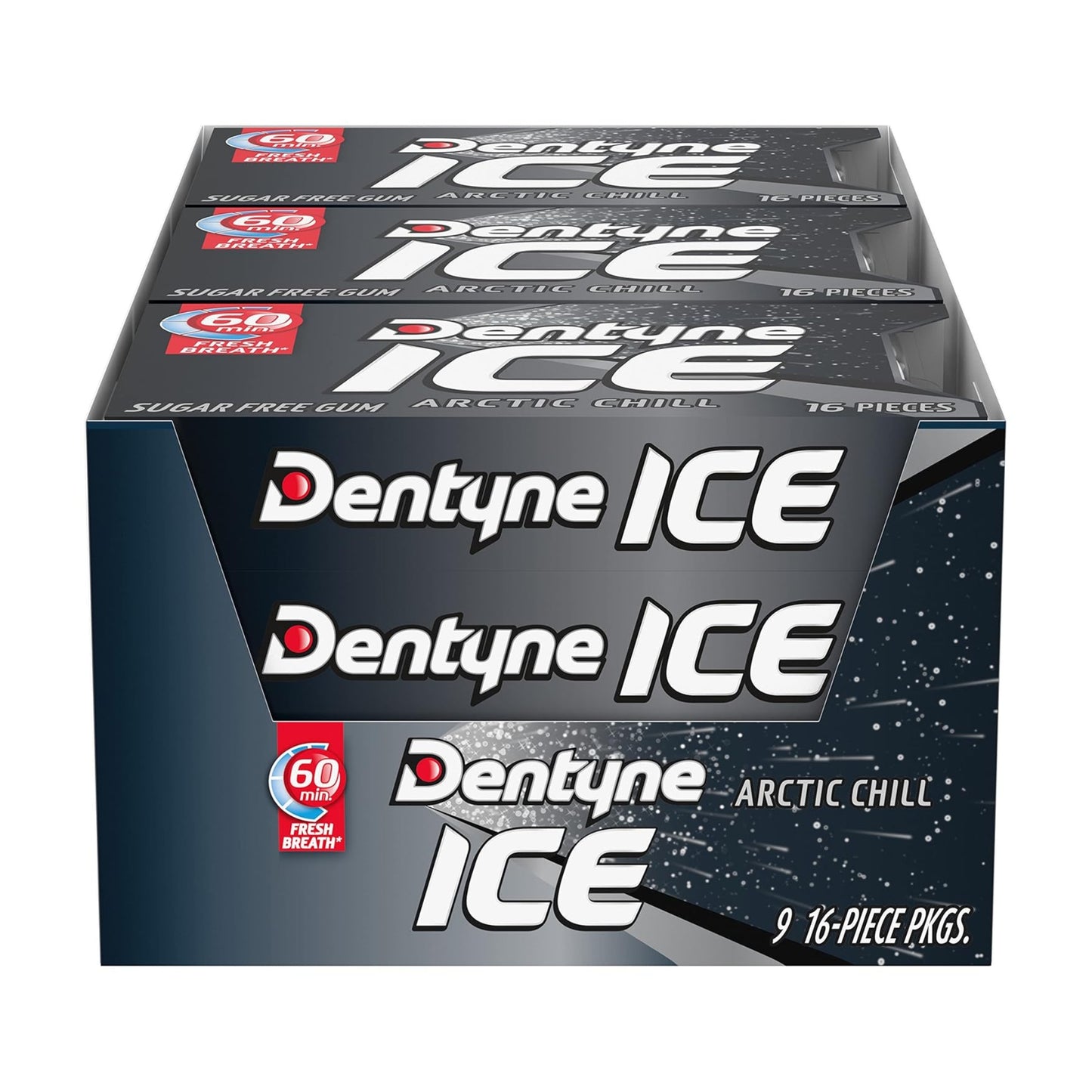 Dentyne Arctic Chill Kaugummi zuckerfrei, 9 Päckchen à 16 Stück (insgesamt 144 Stück)