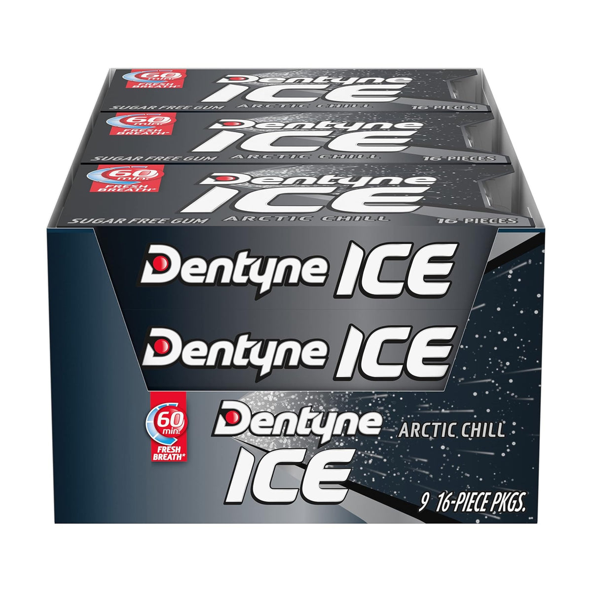 Dentyne Arctic Chill Kaugummi zuckerfrei, 9 Päckchen à 16 Stück (insgesamt 144 Stück)