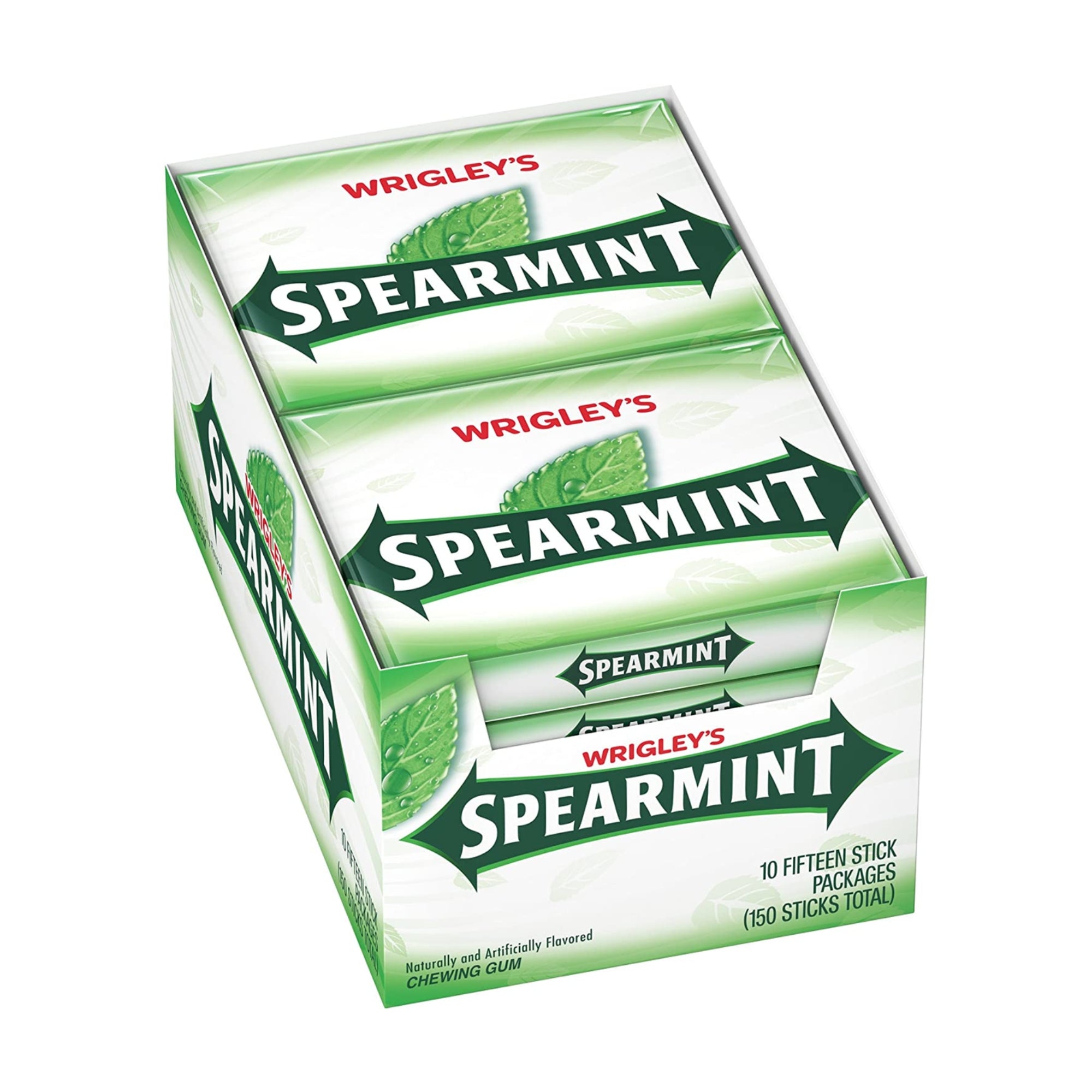 Wrigley's Spearmint Kaugummi, 10 Packungen (10 x 15 Streifen)