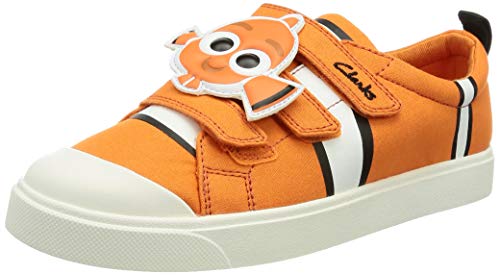 Clarks Jungen City Nemo K Sneaker, Orange Canvas,33 EU