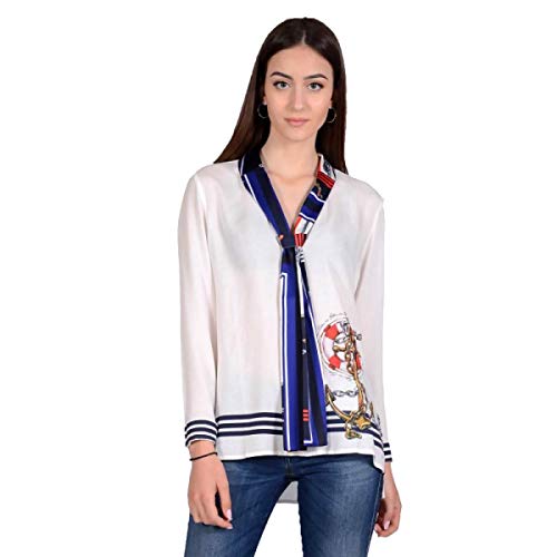 DESIGUAL W Blus_Indira, 1000 Blanco, Xs BLANCO Damen Bluse 1/1 Arm DESI-19SWBW93-1000 - XS / fällt aus wie XXS