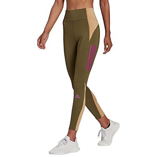 adidas Own the Run Block 7/8 Leggings Damen - khaki/beige/lila